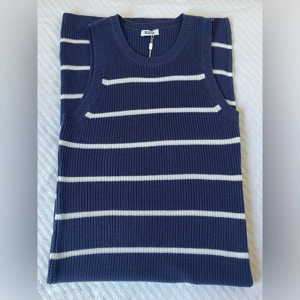 525 America Emma Cotton Midi/Maxi Dress Navy/White | Americana Coastal Elegance - Picture 9 of 16